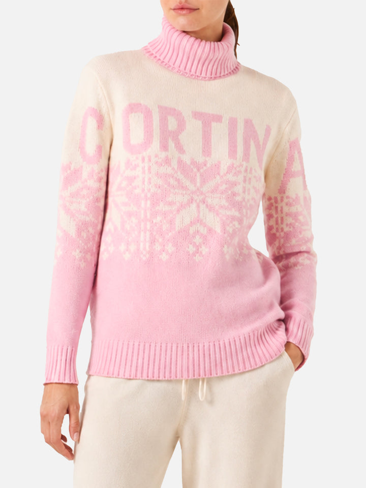Nuevo jersey de cuello alto Hut con motivo nórdico y estampado Cortina 