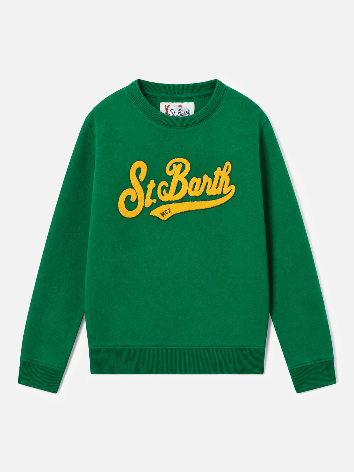 Green Hutton sweatshirt with yellow terry logo