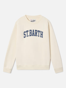 Sudadera Hutton color crema en mezcla de algodón con estampado St. Barth 