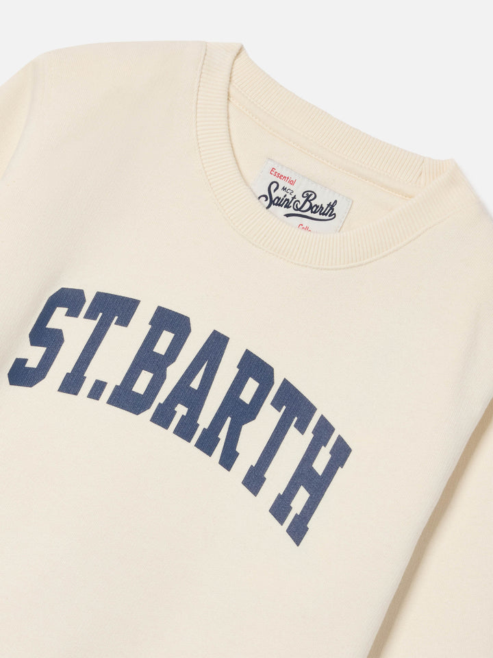Sudadera Hutton color crema en mezcla de algodón con estampado St. Barth 