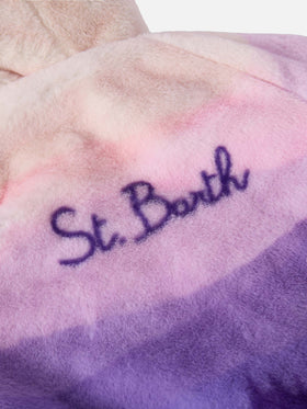 Fellfarbene Jacke mit Farbverlauf und „I Love St. Barth“-Stickerei