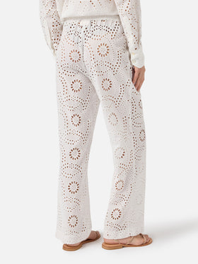 Pantaloni Inez in sangallo bianco