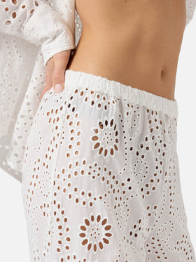 Pantaloni Inez in sangallo bianco
