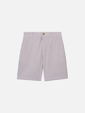 Brown Ischia bermuda shorts in striped seersucker