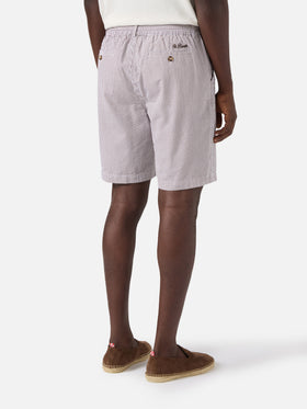 Brown Ischia bermuda shorts in striped seersucker