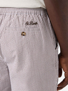 Brown Ischia bermuda shorts in striped seersucker