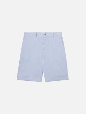 Bermudas Ischia azul marino en seersucker a rayas 