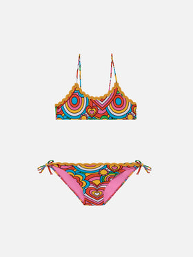Girl bralette bikini with multicolor print - MC2 Saint Barth