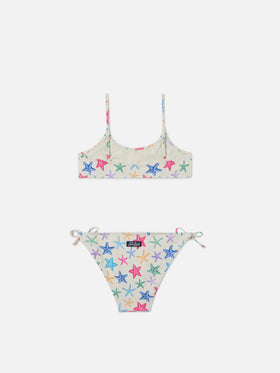 Bikini Jaiden color crema con estampado multicolor de estrellas de mar 