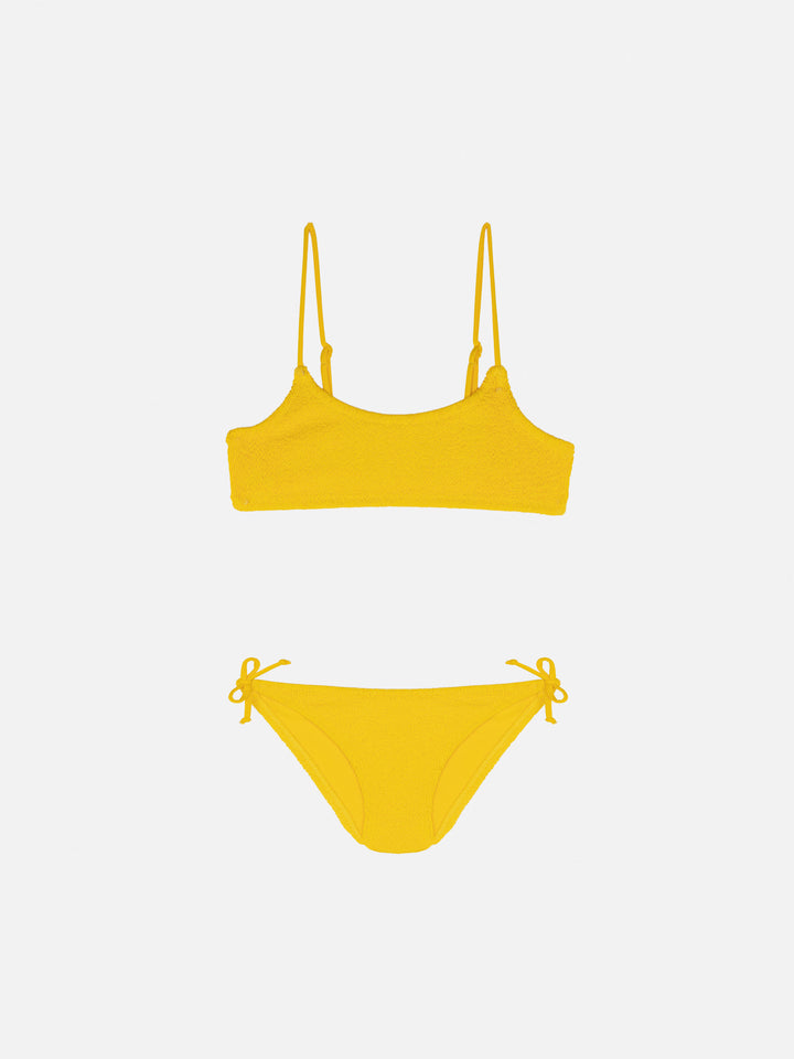 Jaiden yellow crinkle bralette bikini