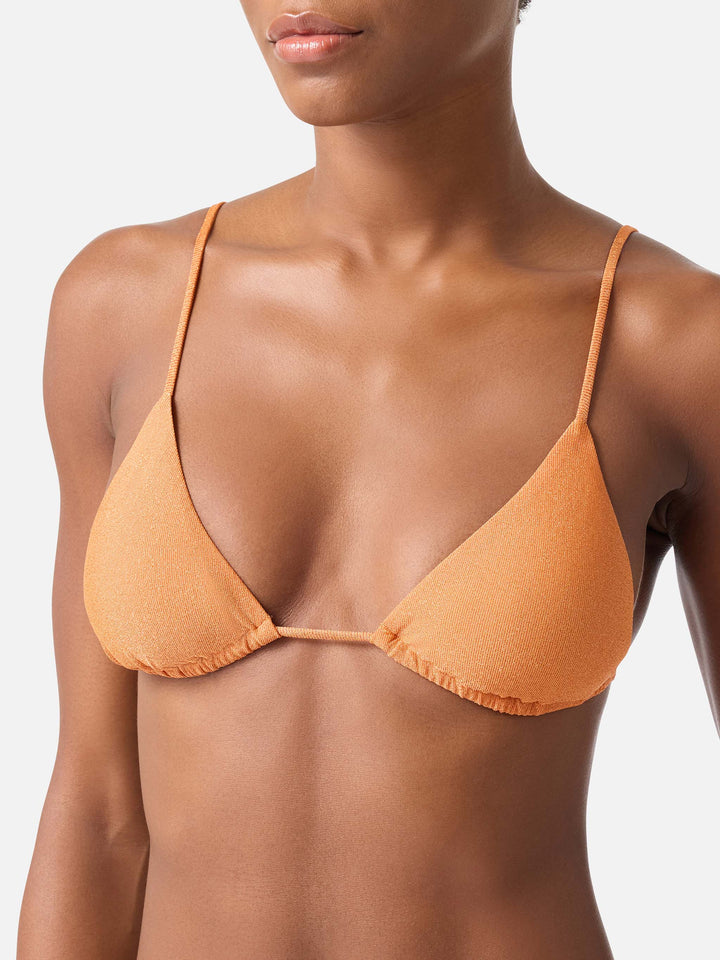 Top de bikini de triángulo Janet en lurex Orange 