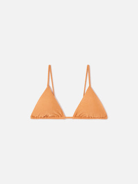 Orangefarbenes Janet Lurex-Triangel-Bikinioberteil 