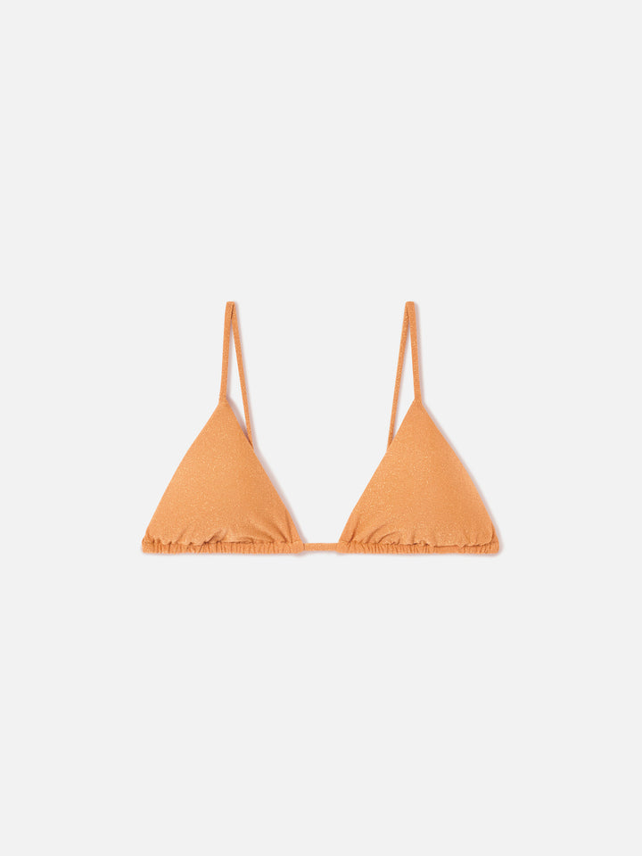 Top de bikini de triángulo Janet en lurex Orange 