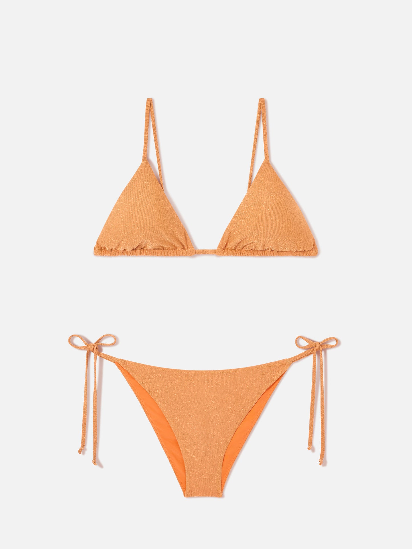 Janet Virgo orangefarbenes Lurex-Triangel-Bikini 