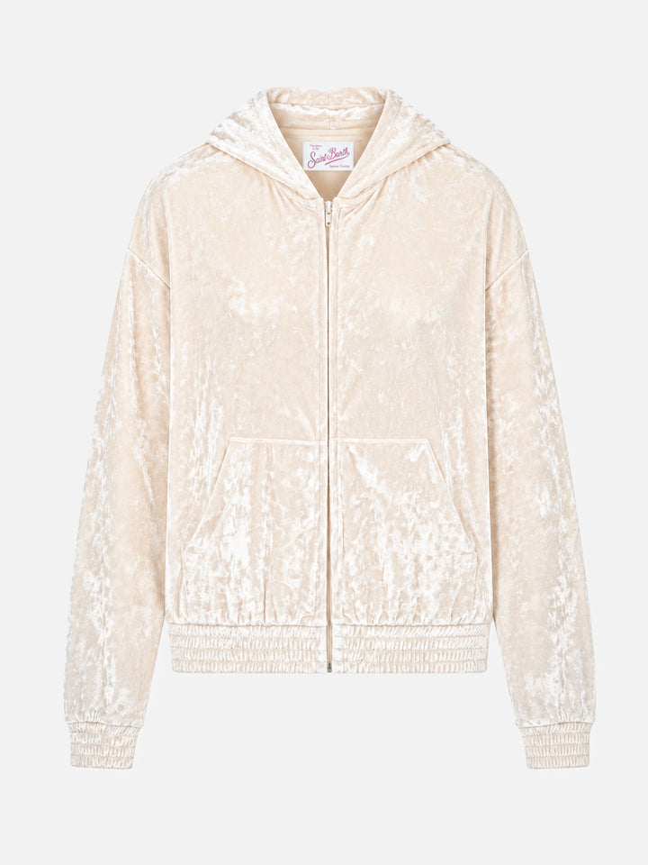 Felpa con zip Jasmine in ciniglia giallo chiaro