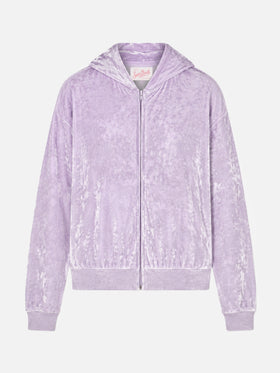 Sudadera con capucha y cremallera de chenilla lila Jasmine 