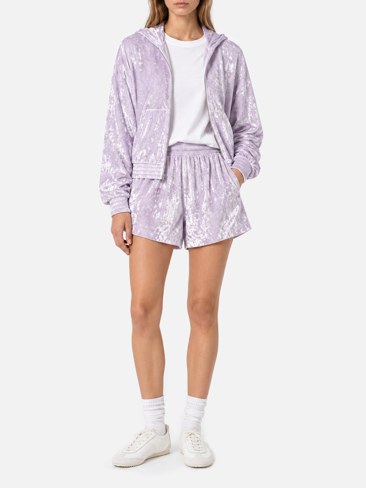 Sudadera con capucha y cremallera de chenilla lila Jasmine 