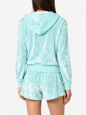Felpa Jasmine con zip in ciniglia verde acqua