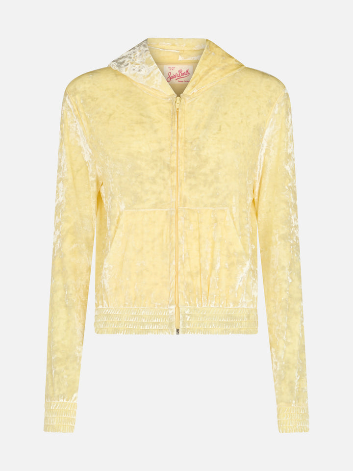 Jasmine pale yellow terry zip hoodie