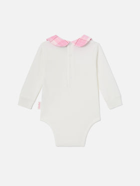 Weißer Body Jacques aus Bio-Baumwolle mit Tutta La Mamma-Stickerei 