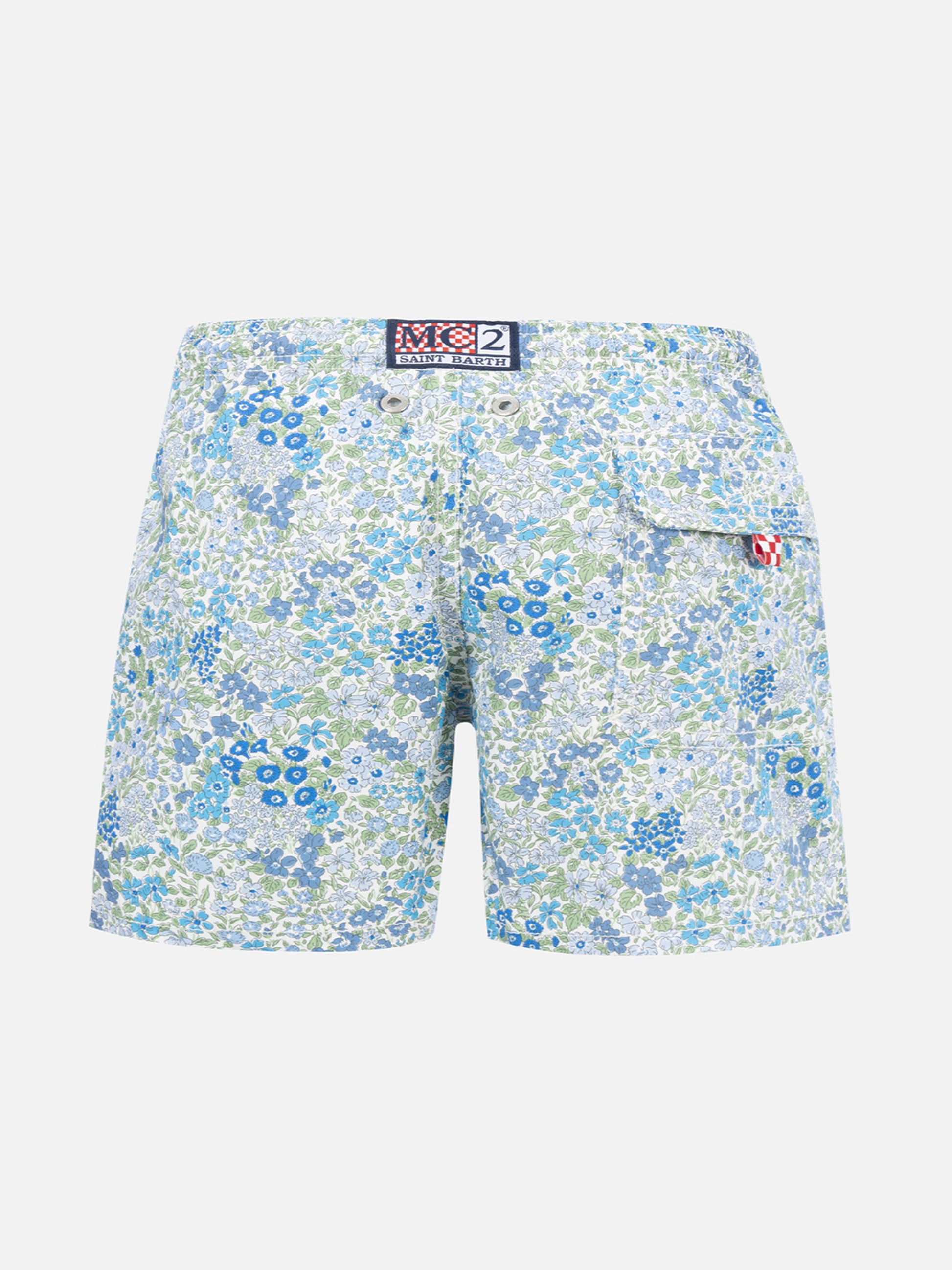 Boy mid-length Jean swim-shorts with Joanna Luise print | MADE WITH LIBERTY FABRIC - MC2 Saint Barth