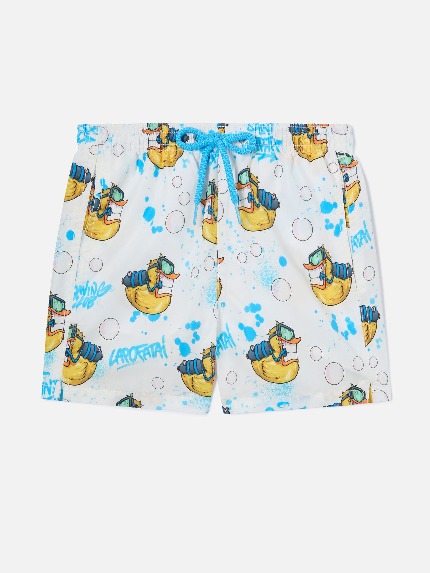 Short de bain garçon en jean mi-long avec imprimé Crypto Ducky | CRYPTOPUPPETS SPECIAL EDITION 