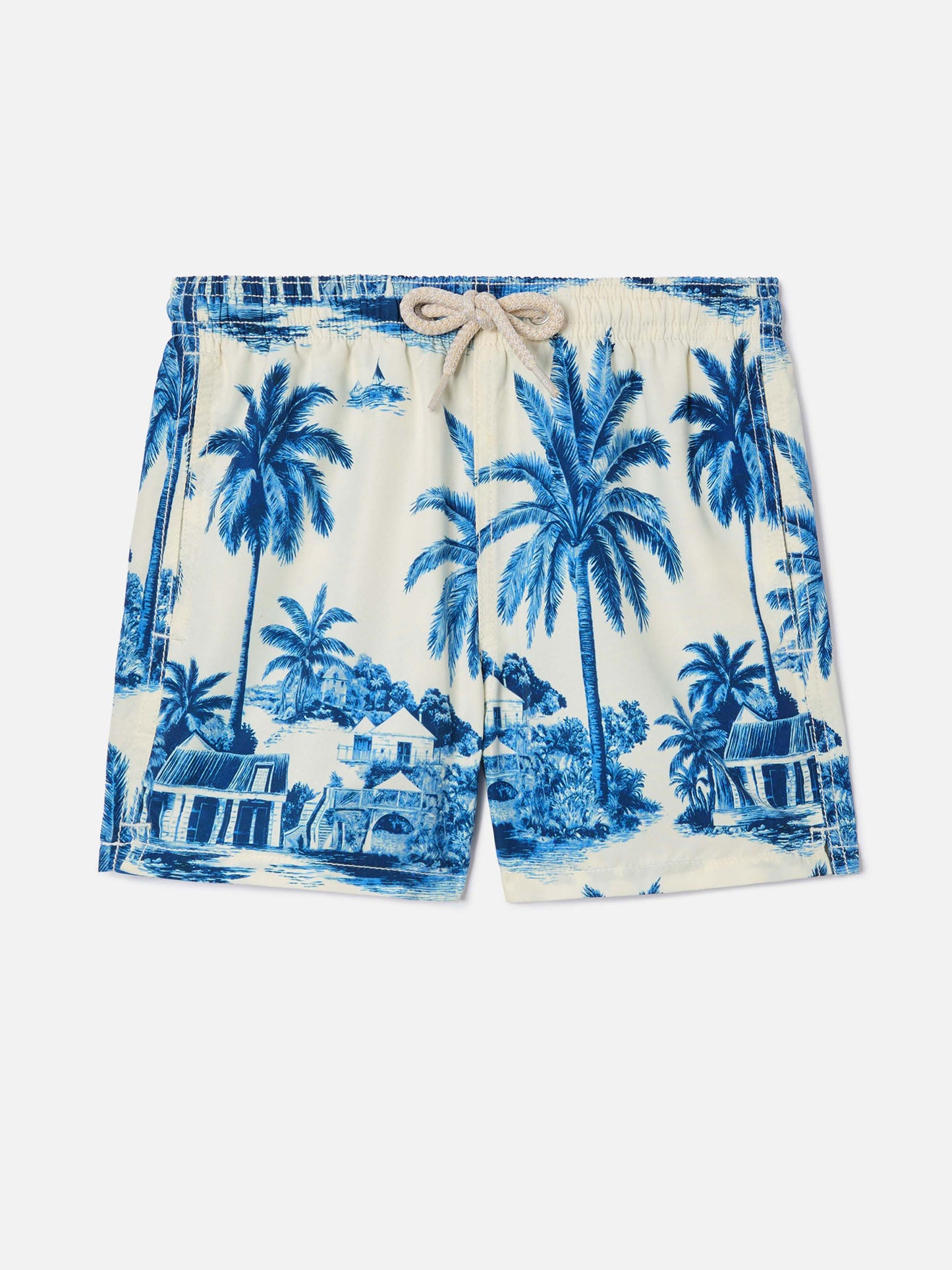 Bañador short Jean con estampado Toile de Jouy azul 