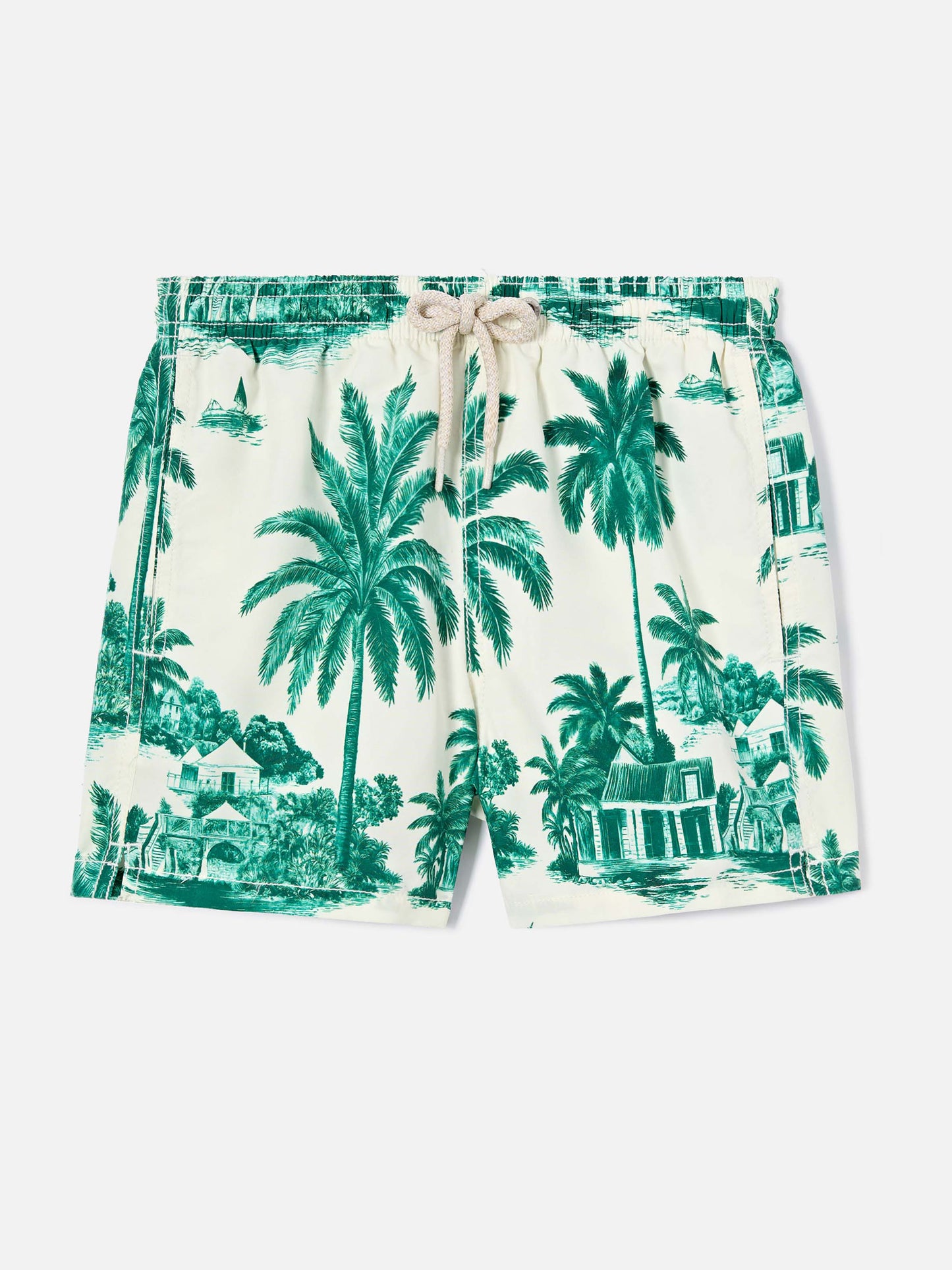 Bañador corto Jean con estampado Toile de Jouy verde 