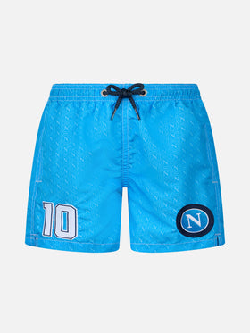 Boy mid-length Jean swim-shorts with Napoli print | SSC NAPOLI SPECIAL EDITION - MC2 Saint Barth