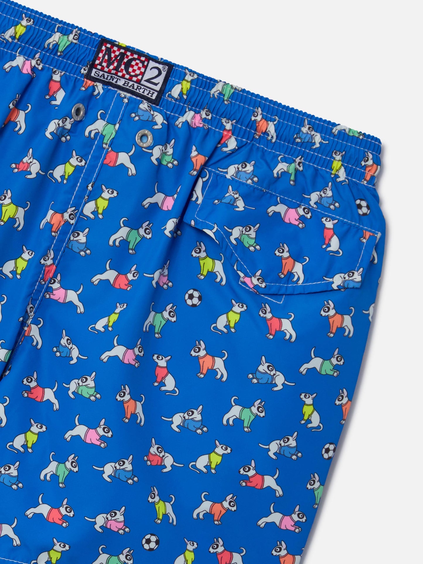 Bañador corto para niño en tejido ligero Jean Lighting con estampado de perros 