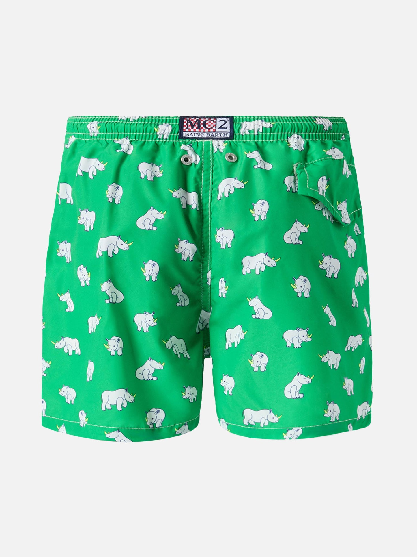 Leichte Badeshorts aus Stoff, Modell „Jean Lighting“ mit Nashornprint