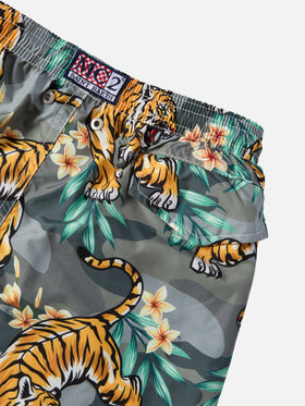 Jean Lighting Badeshorts aus leichtem Stoff mit tropischem Tigerprint