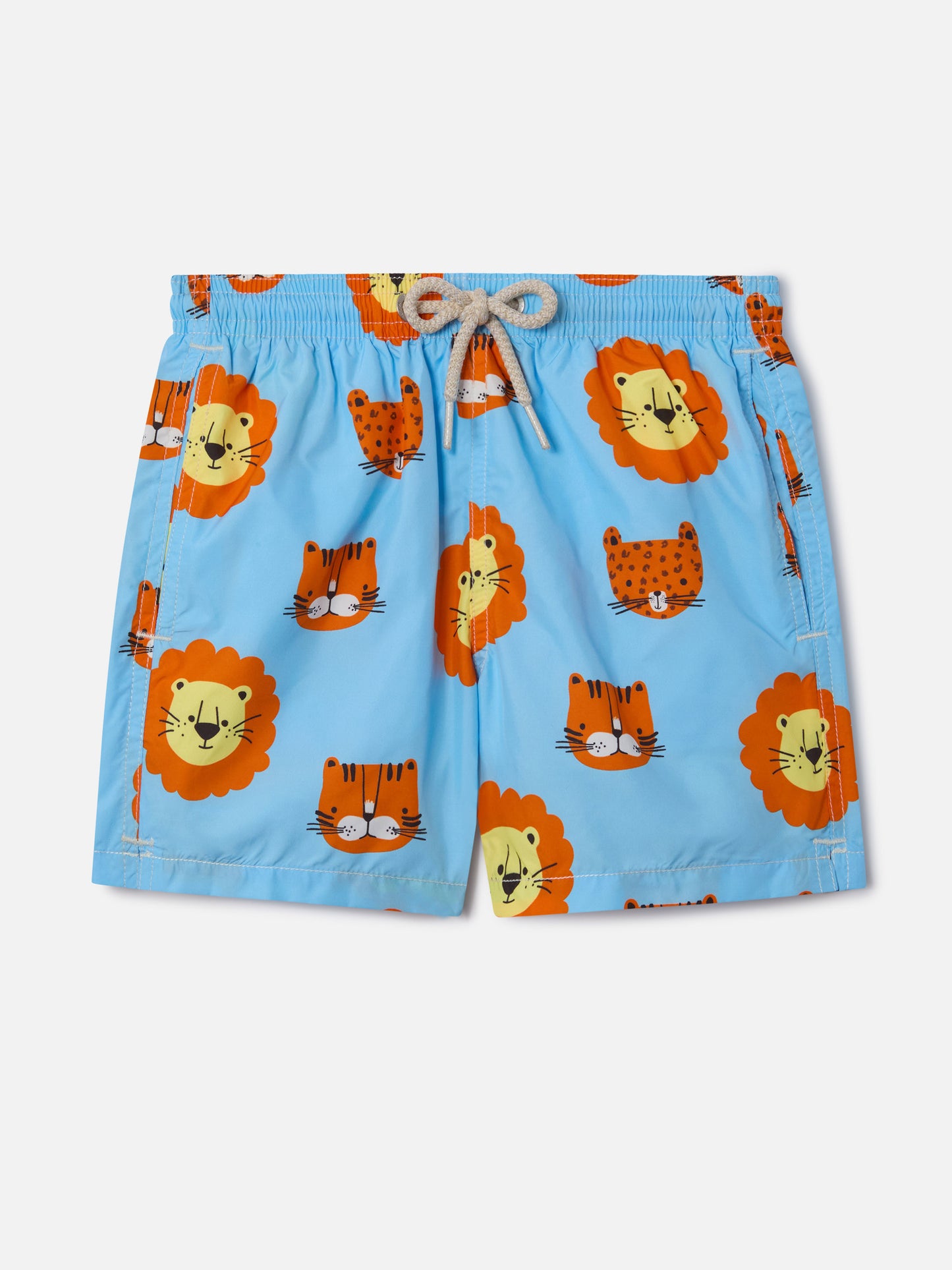 Boy lightweight fabric swim-shorts Jean Lighting with lions print