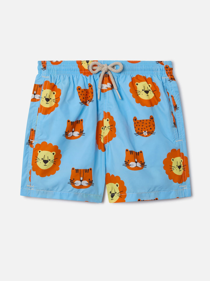 Short de bain garçon en tissu léger Jean Lighting avec imprimé lions 