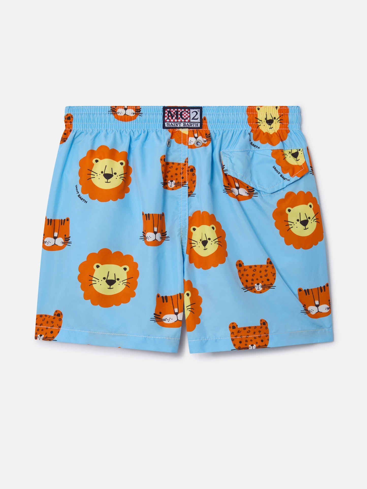 Boy lightweight fabric swim-shorts Jean Lighting with lions print