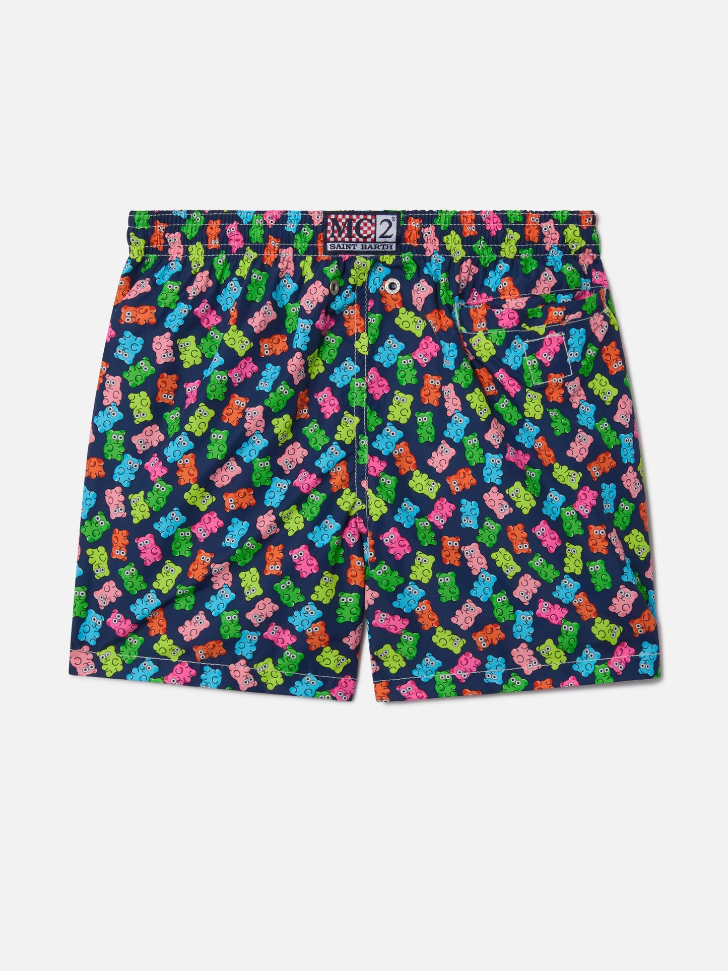 Short de bain garçon en tissu léger Jean Lighting avec imprimé oursons bonbons 