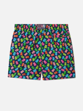 Short de bain garçon en tissu léger Jean Lighting avec imprimé oursons bonbons 