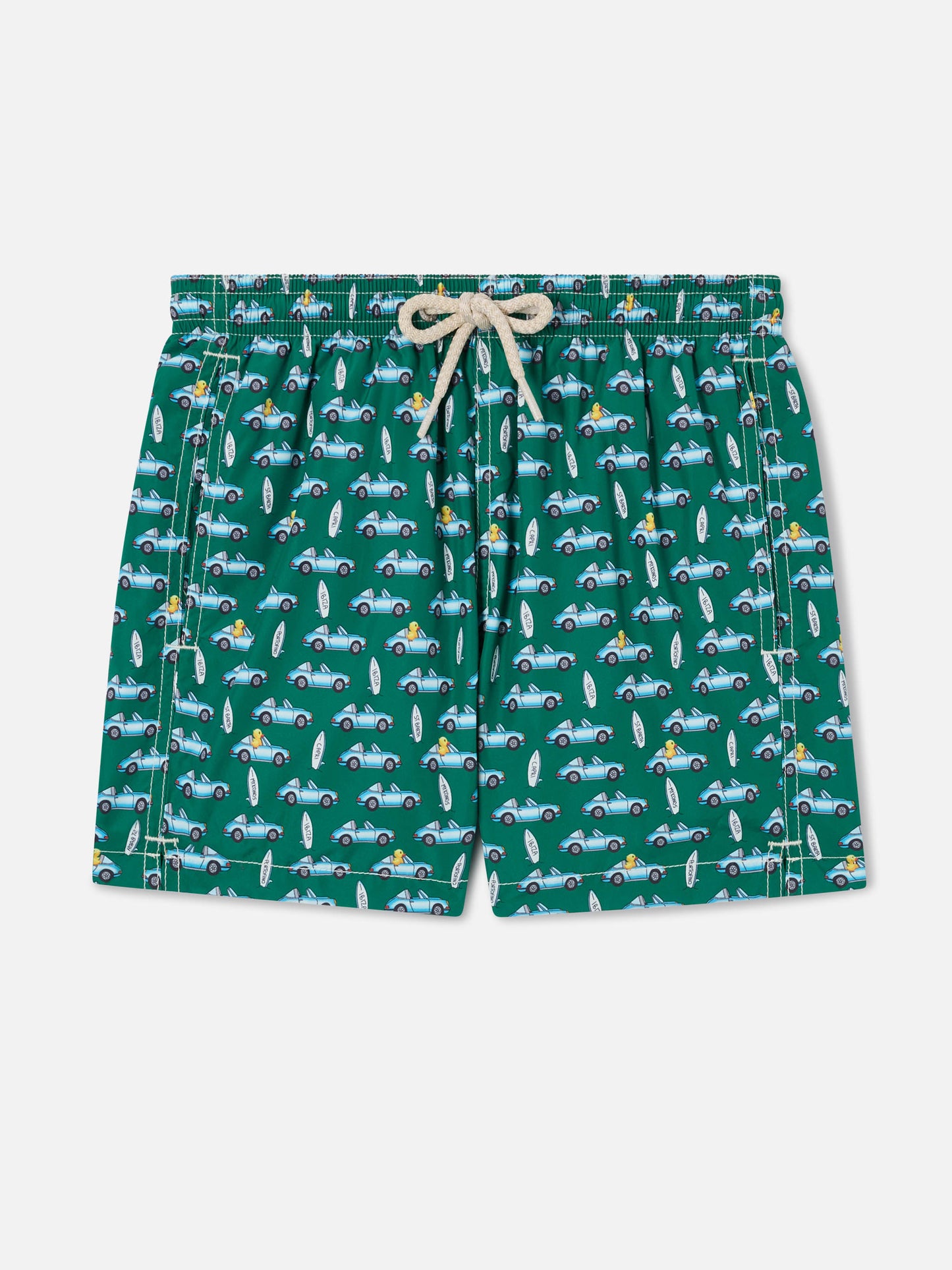 Green Jean Lighting swim shorts with sign beach print | PORSCHE SPECIAL EDITION