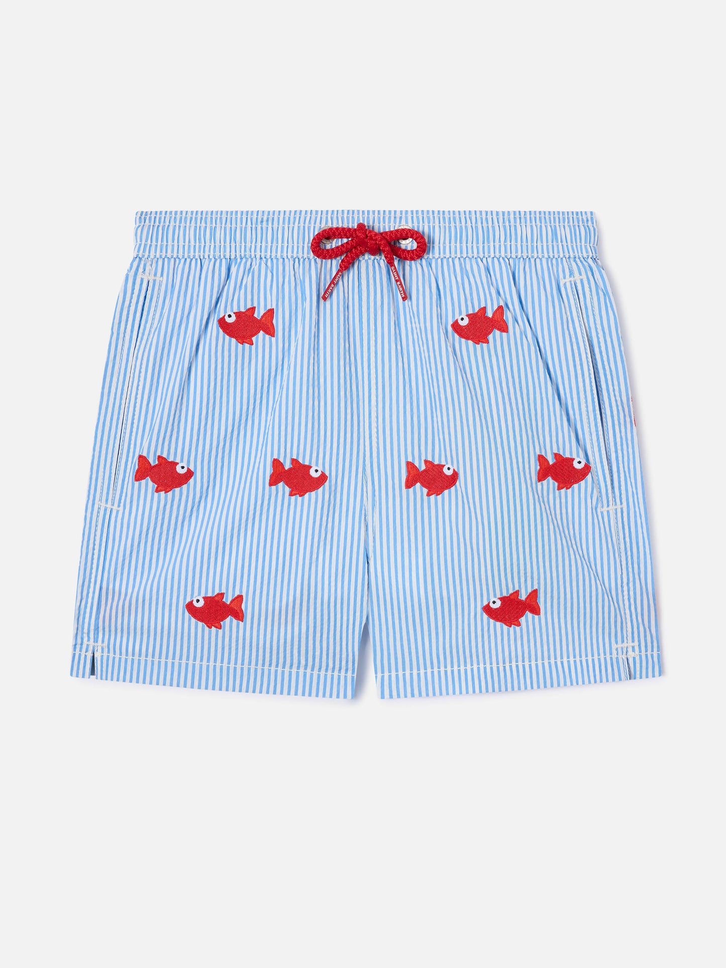 Jean Embroidery striped swim shorts with embroidered fish