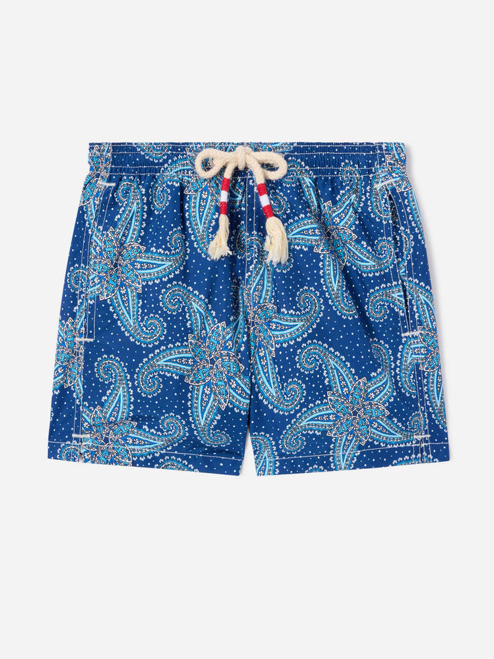 Boy swim shorts with paisley print
