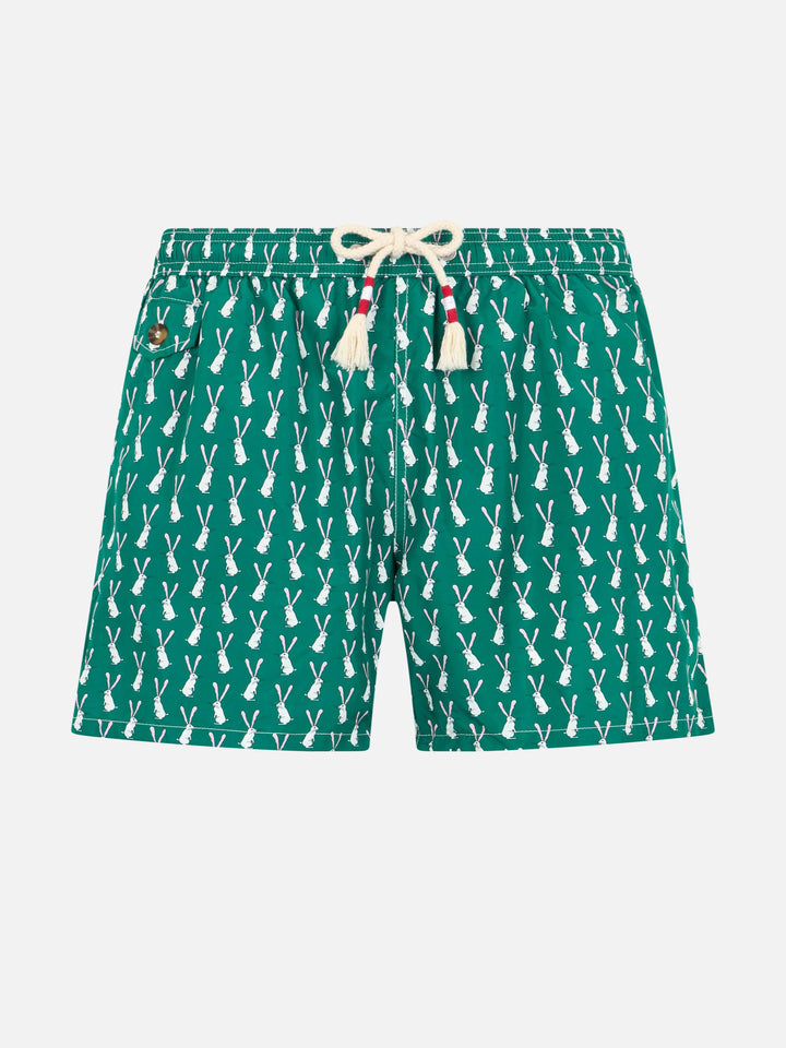 Boy lightweight fabric swim-shorts Jean Lighting 70 with rabbit print