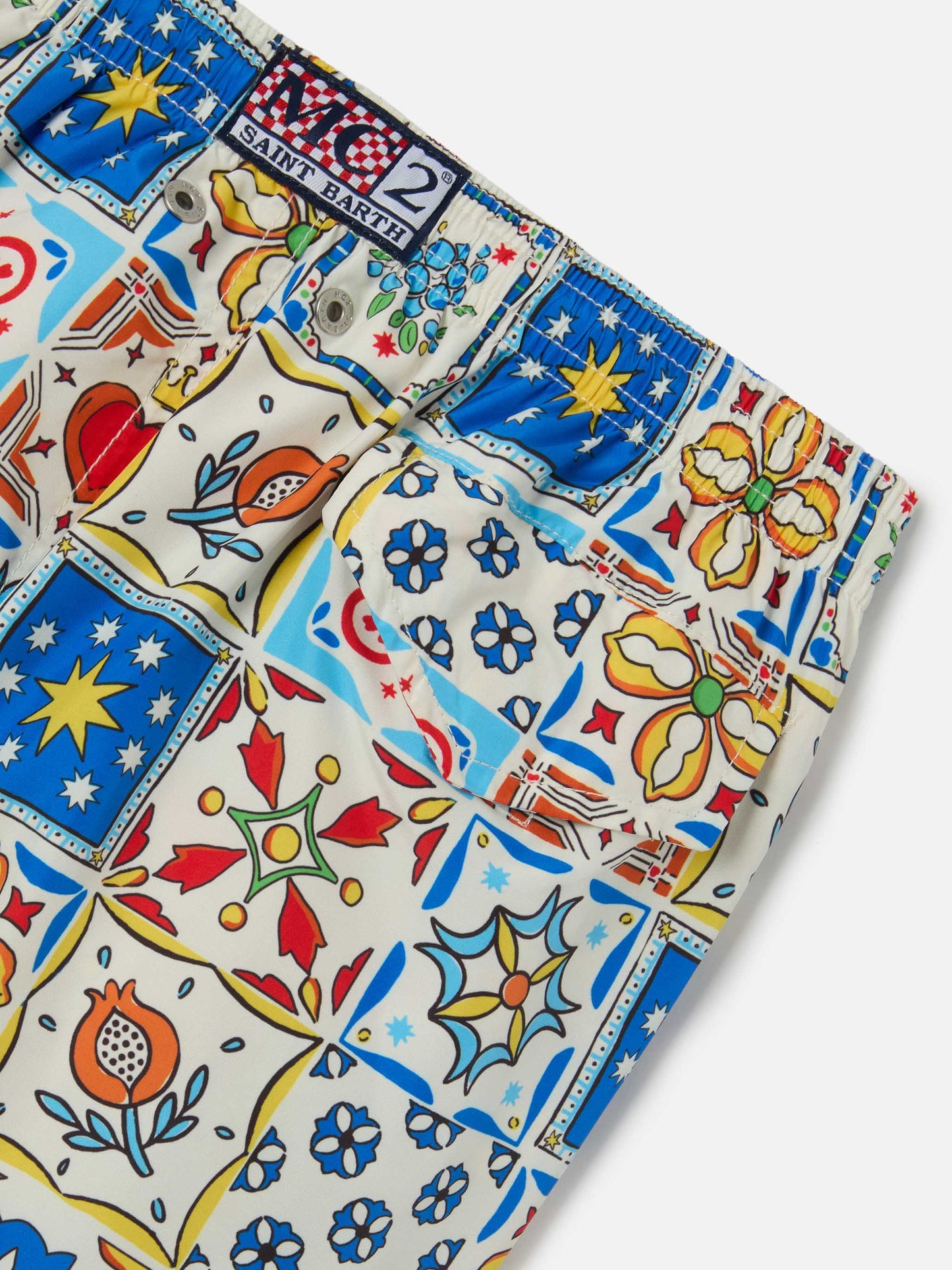 Short de bain Jean Lighting 70 avec imprimé all-over Maiolica 