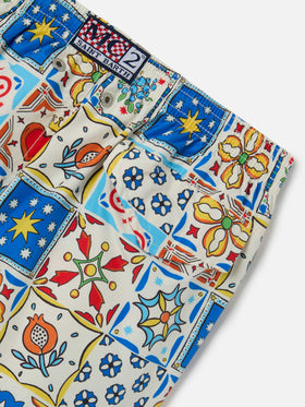 Short de bain Jean Lighting 70 avec imprimé all-over Maiolica 