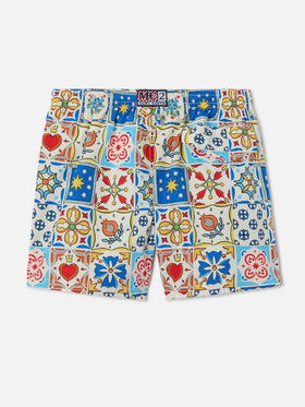Short de bain Jean Lighting 70 avec imprimé all-over Maiolica 