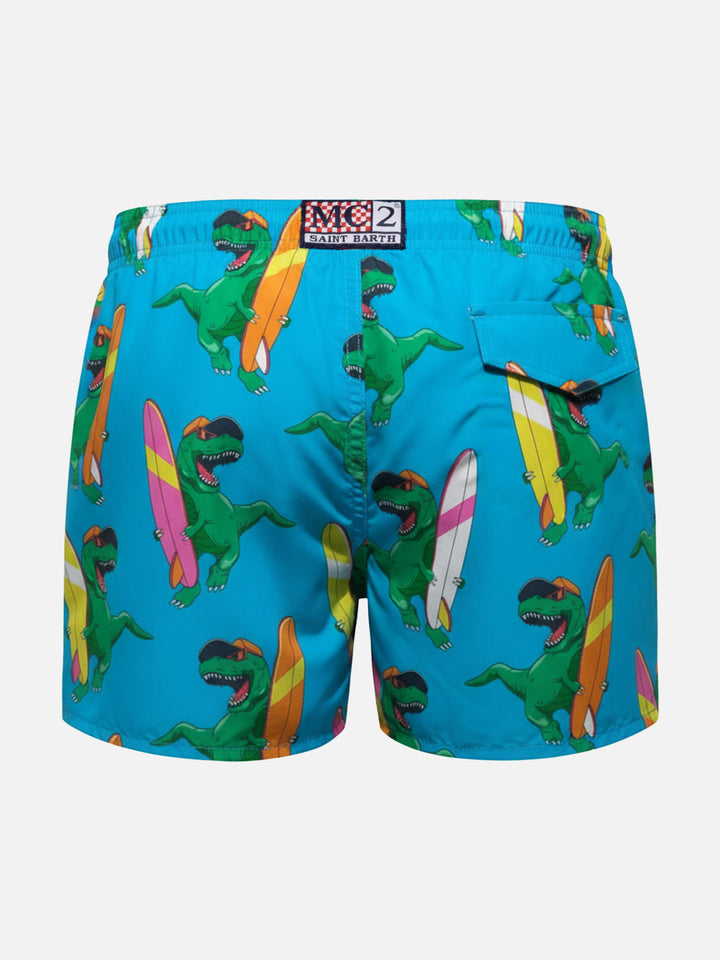 Jean mid-length swim shorts with dino print