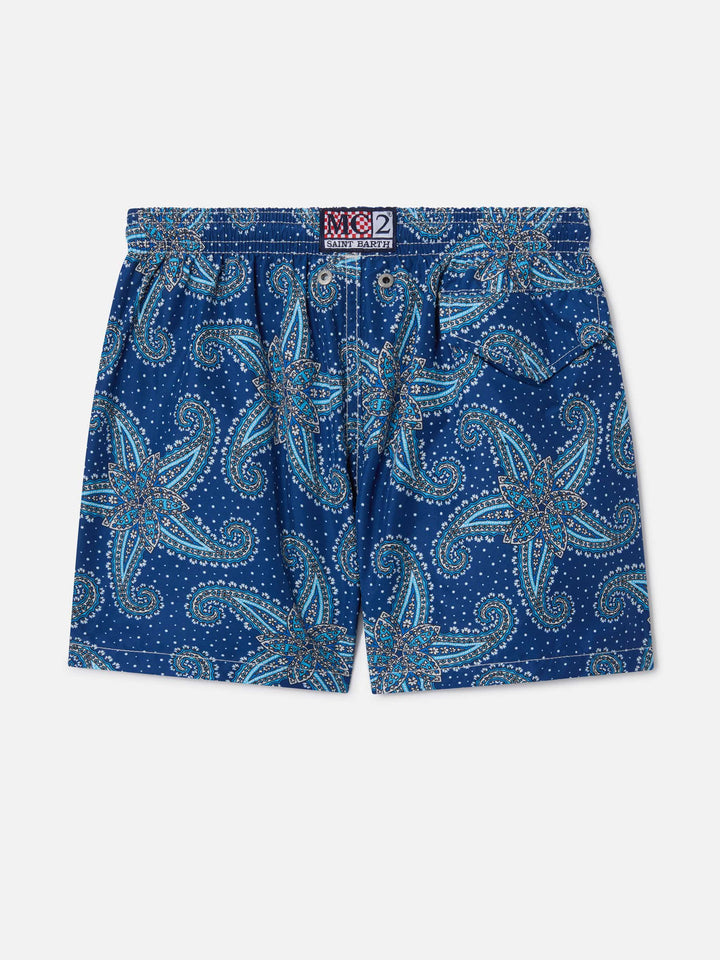 Short de bain garçon en tissu léger Jean Lighting 70 avec imprimé cachemire 