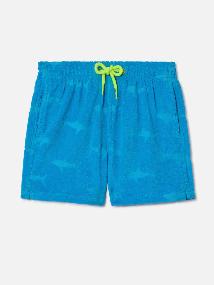 Costume da bagno da bambino in spugna con squali in rilievo