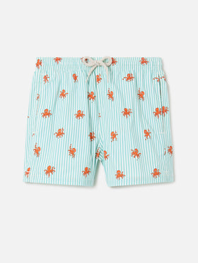 Costume Jean Lighting Stretch a righe con stampa polipetti all over