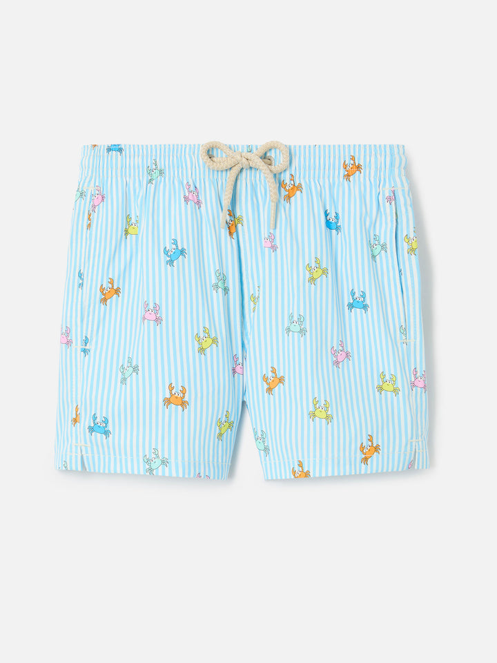 Jean Lighting Stretch swim shorts striped with all-over crabs print