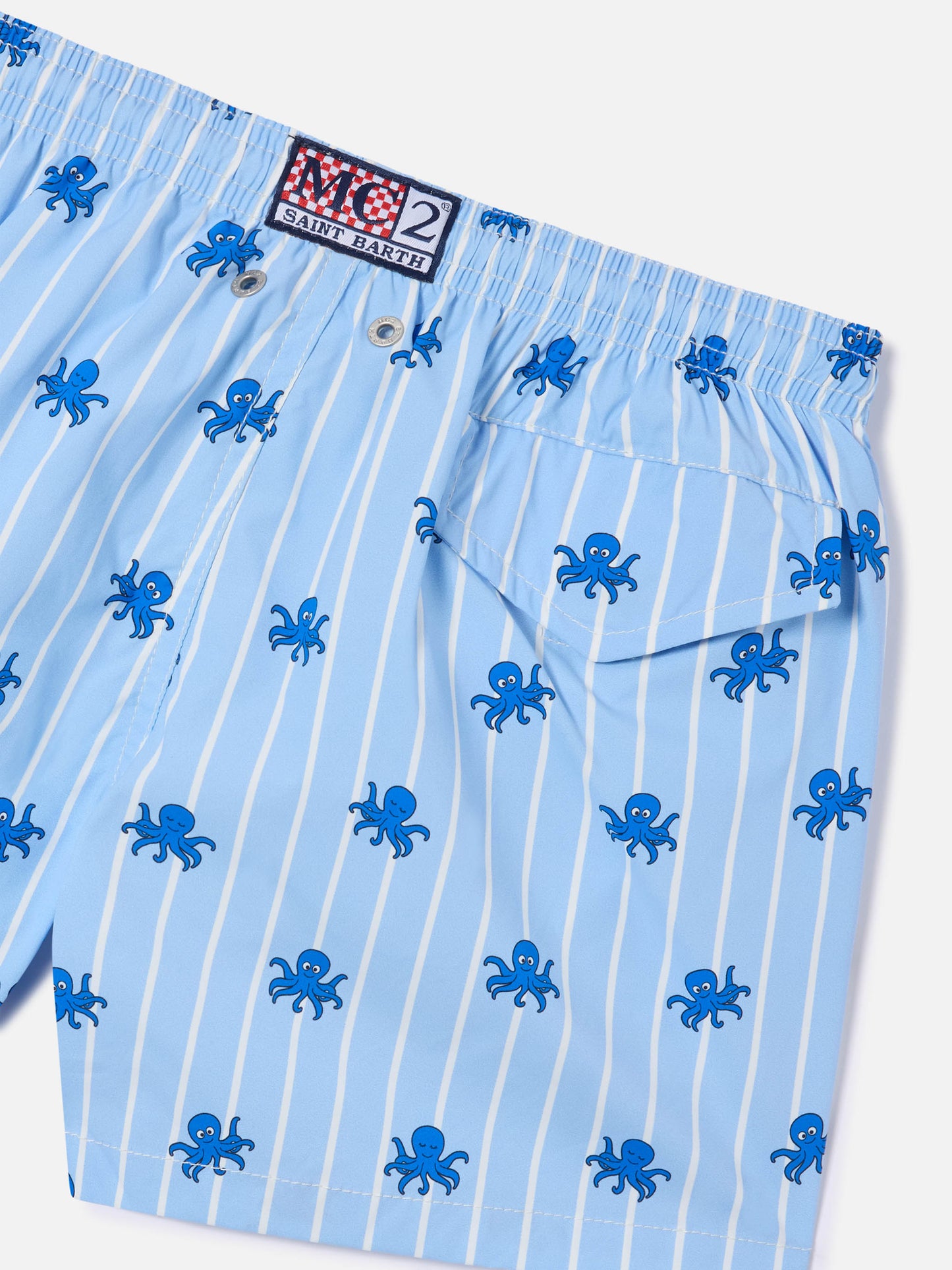 Jean Lighting Stretch swim shorts striped with all-over octopus print